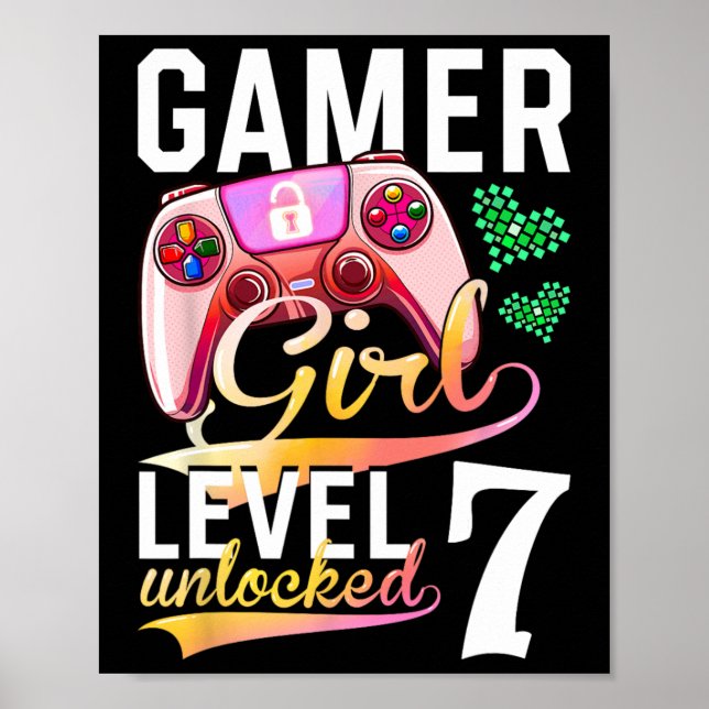 Unlock Video Game 7:e födelsedag på flicknivå 7 Poster (Framsidan)