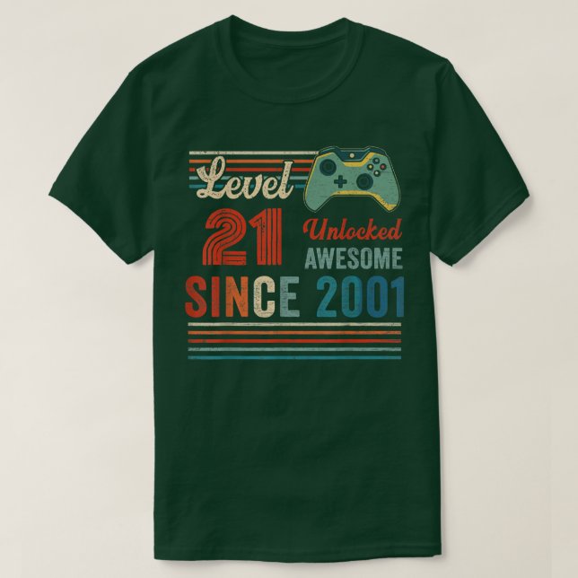 Unlocked Level 21 Birthday 21 Year Old Video Game  T Shirt (Design framsida)