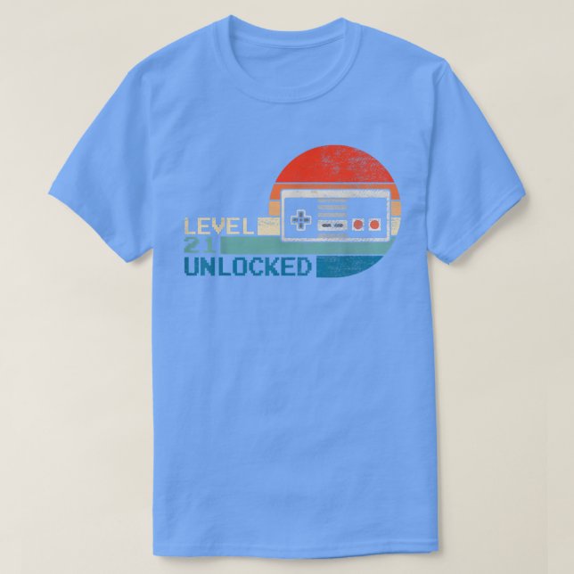 Unlocked Level 21 Birthday Boy Video Game Controll T Shirt (Design framsida)
