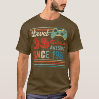Unlocked Level 35 Birthday 35 Year Old Video Game T Shirt
