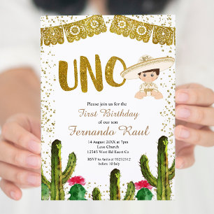 Uno Birthday Guld Charro Boy-inbjudan Inbjudningar