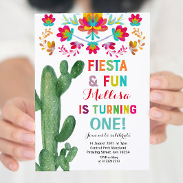 Uno Fiesta First Birthday Cactus Party Inbjudningar