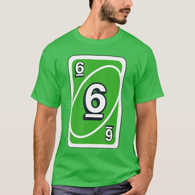 UNO Halloween Green 6 Card T Shirt (Framsida)