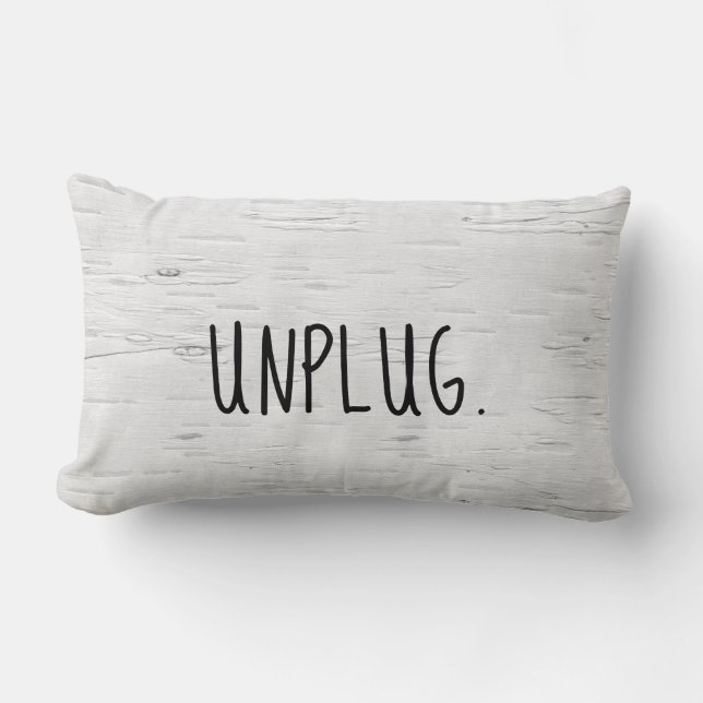 UNPLUG på fågelträ Lumbarkudde (Framsida)