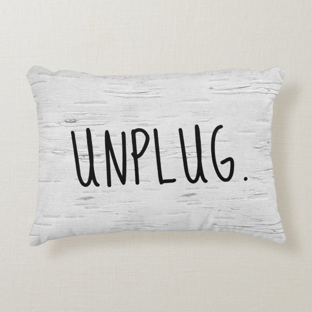 UNPLUG-text på Birch Träd Prydnadskudde (Framsidan)