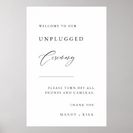 Unplugged Ceremony Wedding Sign  Poster