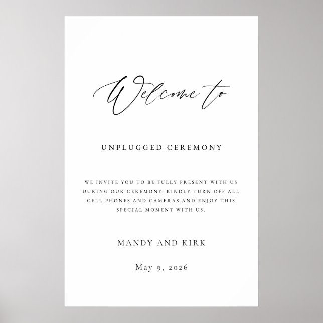 Unplugged Ceremony Wedding Sign Poster (Framsidan)
