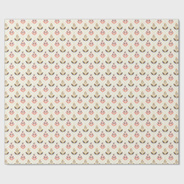 Unrolled and flat views of floral wrapping paper presentpapper