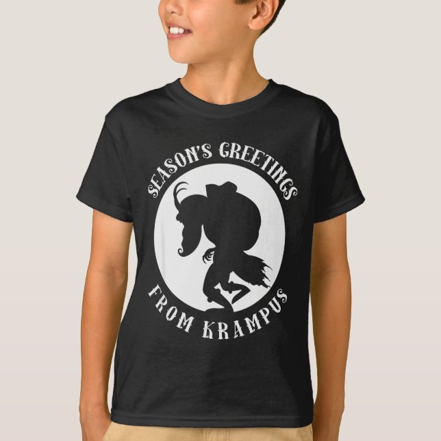 Unruly Greetings From Krampus Christmas Apparel Me T Shirt (Framsida)