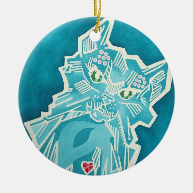 Uns-prydnaden - förfuska julgransprydnad keramik (Framsidan)