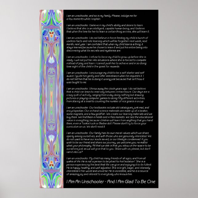 Unschoolers Credo Poster (Framsidan)