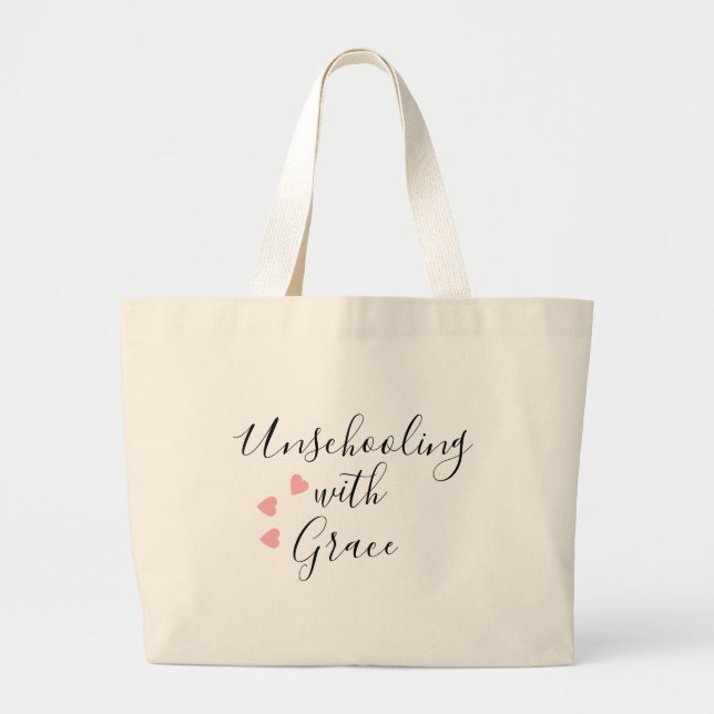 Unschooling-Mamma Grace Hearts Jumbo Tygkasse (Framsidan)