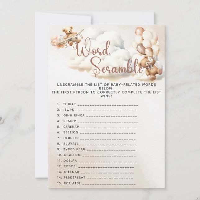 UnSCRAMBLE Baby Shower-spel vi kan vänta Inbjudningar (Framsida)