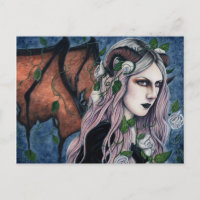 Unseelie Gothic Fairy Mörk Fantasy Horns Postcard