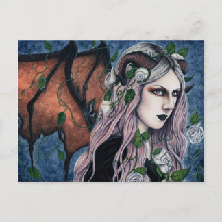 Unseelie Gothic Fairy Mörk Fantasy Horns Postcard Vykort