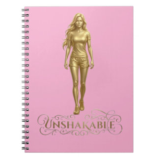Unshakable: Power Written in Gold notebook pink  Anteckningsbok