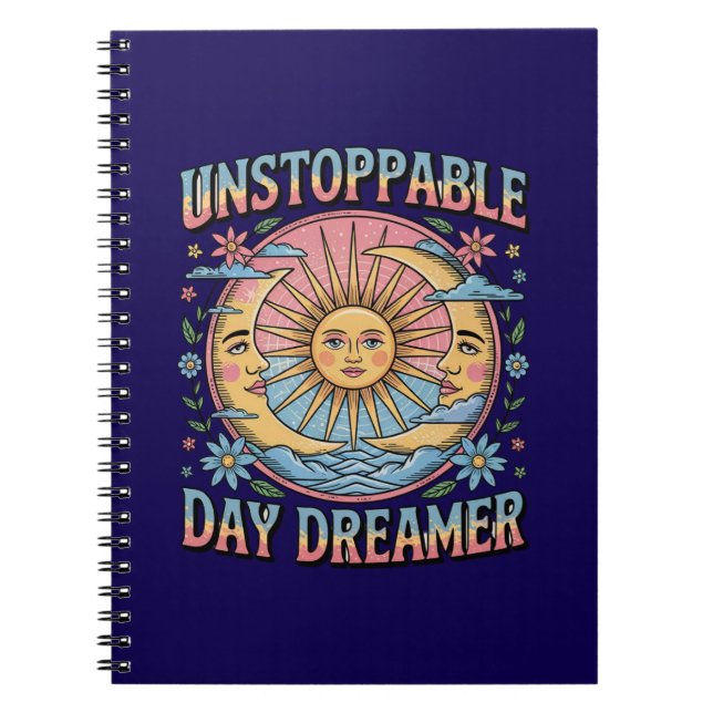Unstoppable Daydreamer Sun Moon Retro Design  Anteckningsbok (Framsidan)