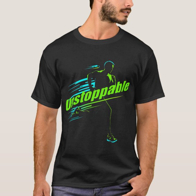 “Unstoppable” Runner Graphic T-Shirt (Framsida)