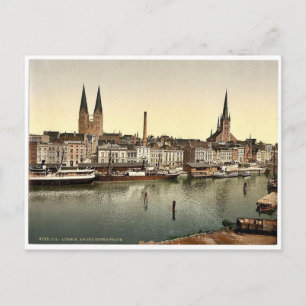 Unter Trave, nära Holsenthor, Lübeck, Tyskland Vykort
