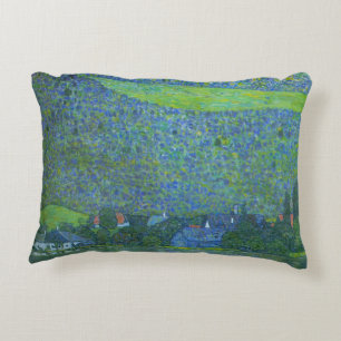 Unterach vid Attersee av Klimt, Vintage Art Nouvea Prydnadskudde