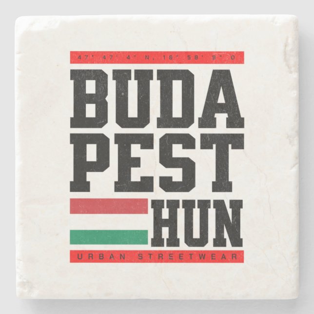 Untersetzer aus Marmor mit Koordinaten Retro-Style Stenunderlägg (Framsidan)