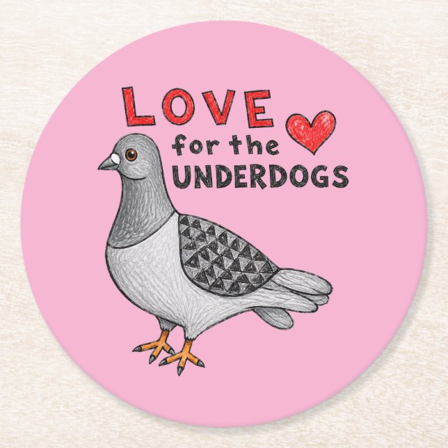 Untersetzer "Love for The Underdogs" Underlägg Papper Rund (Framsidan)