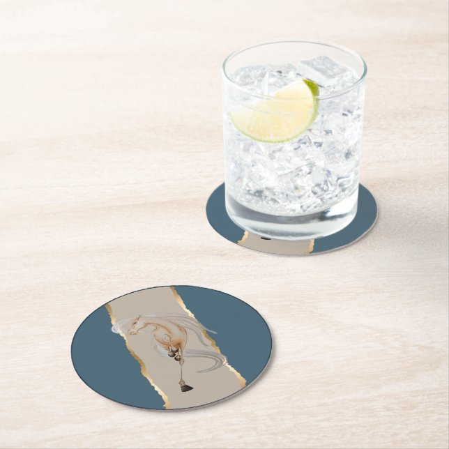 Untersetzer mit edlem Pferdemotiv Underlägg Papper Rund (Insitu)