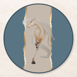 Untersetzer mit edlem Pferdemotiv Underlägg Papper Rund