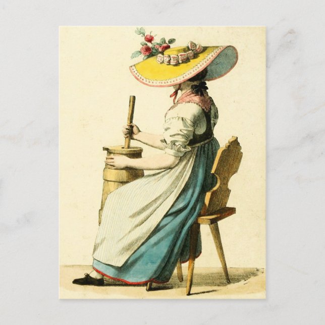 Unterwaldens traditionella schweiziska kostym vykort (Framsida)