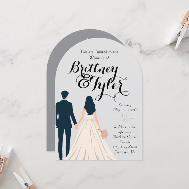 Until Forever-Brittney Wedding Invitation Inbjudningar (Fram/Back In Situ)