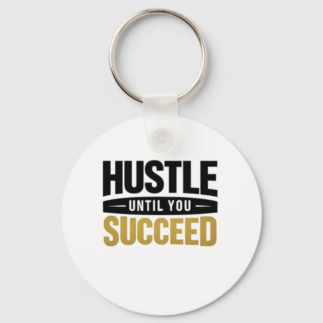 Until You Succeed – Minimal Gold Motivation Design Nyckelring (Framsida)