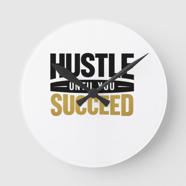 Until You Succeed – Minimal Gold Motivation Design Rund Klocka (Framsida)