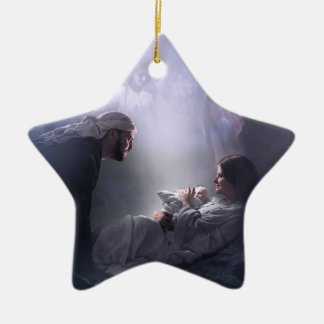 Unto oss nativityen julgransprydnad keramik