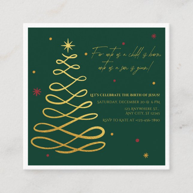 Unto Us A Child Is Born | Christmas Enclosure Card Tilläggskort (Framsida)