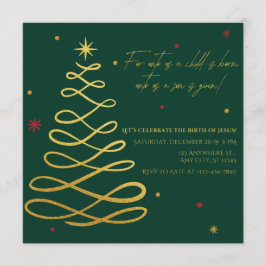 Unto Us A Child Is Born Christmas Party Invitation Inbjudningar
