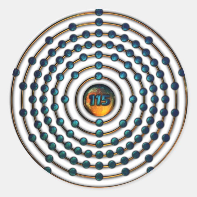 Ununpentium Molecule Runt Klistermärke (Framsida)