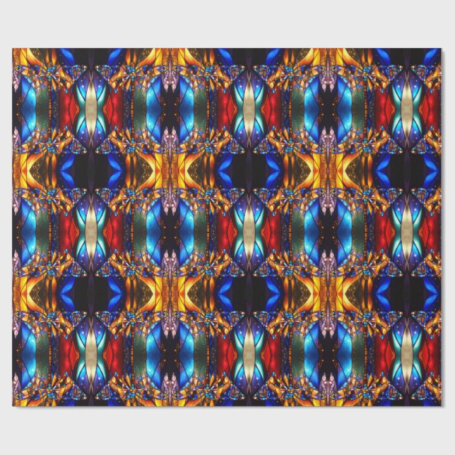 Unusual Vibrant Colorful Patterned Christmas Presentpapper (Platt)