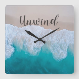 Unwind Ocean Beach Wall Clock Fyrkantig Klocka