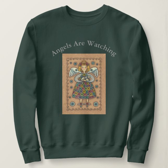 Unyo Quilt GUARDIAN ANGEL OCH CAT SWEATSHIRT T-shirt (Design framsida)