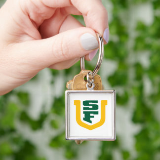 UOSF-logotyp Fyrkantig Silverfärgad Nyckelring
