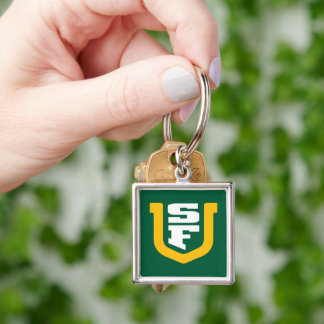UOSF-logotyp Fyrkantig Silverfärgad Nyckelring