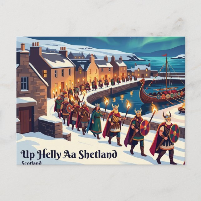 Up Helly Aa Shetland Skottland Vykort (Framsida)