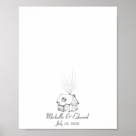 Up House Fingeravtryck Gästbok Poster