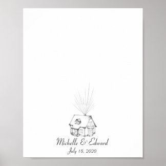 Up House Fingeravtryck Gästbok Poster