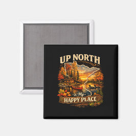 Up North Minnesota Stugansolnedgång – Rustikt sjöl Magnet