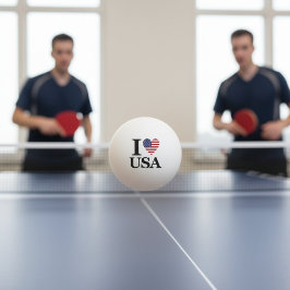 up Spirit: "I ❤️ USA" Ping Pong Boll