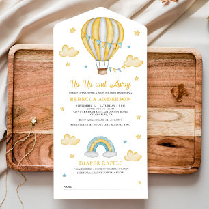 Up Up and Away Gul Varm Luft Ballong Baby Shower