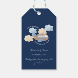 Up Up and Away Watercolor Airplane Boy Baby Shower Presentetikett