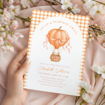 Up Up & Pumpkin Away Baby Shower Inbjudan