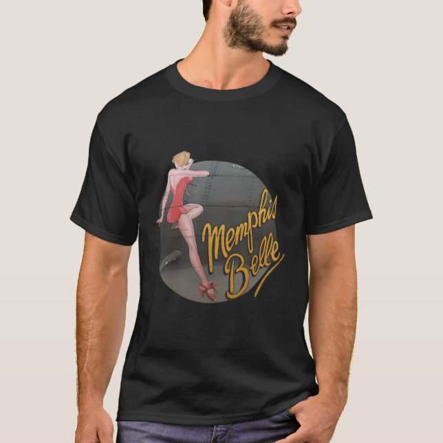 Up Wwii B-17 Flies Fortress Memphis Belle T Shirt (Framsida)